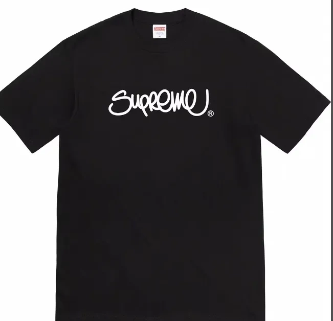 and Straw Tee Neck Font Line sleeved Round S L T-shirt Short Handstyle M White Logo Black 22ss XL 0702